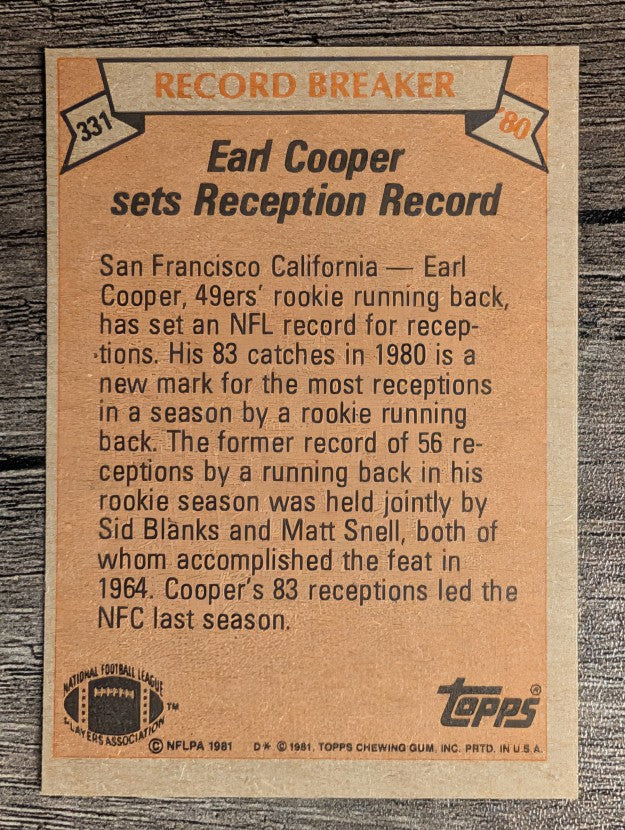 1981 Topps #331 Earl Cooper RB