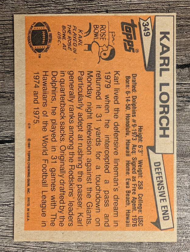 1981 Topps #349 Karl Lorch