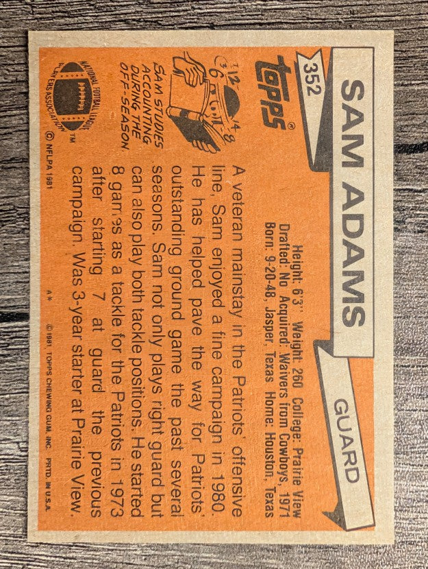 1981 Topps #352 Sam Adams
