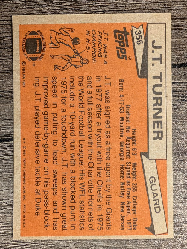 1981 Topps #356 J.T. Turner