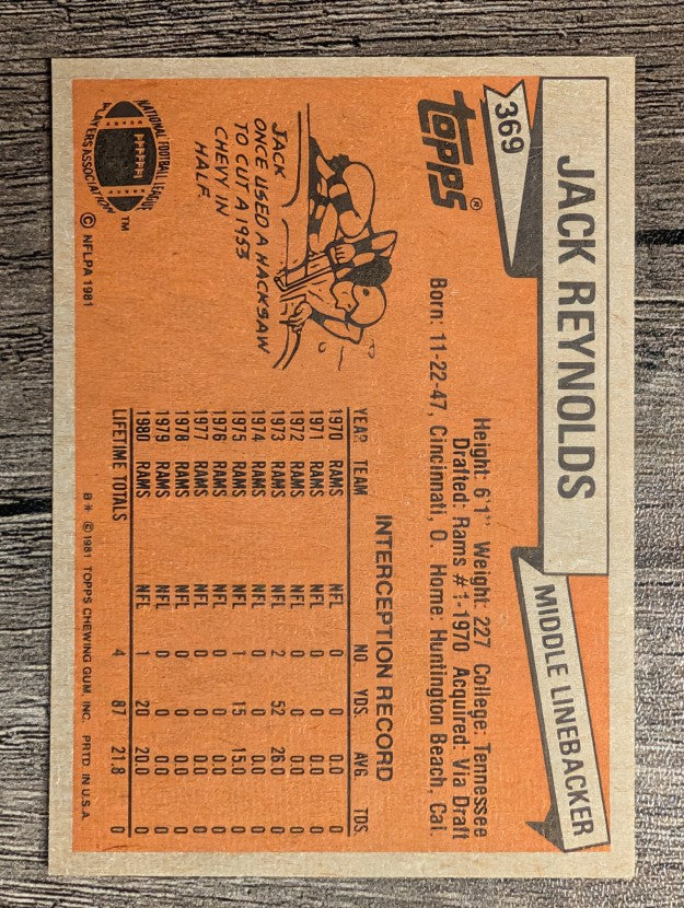 1981 Topps #369 Jack Reynolds