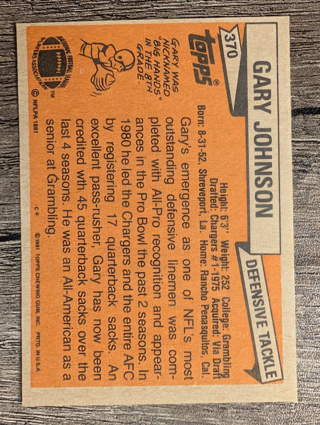 1981 Topps #370 Gary Johnson