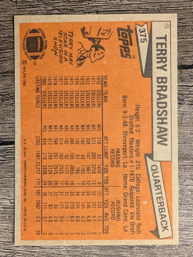 1981 Topps #375 Terry Bradshaw