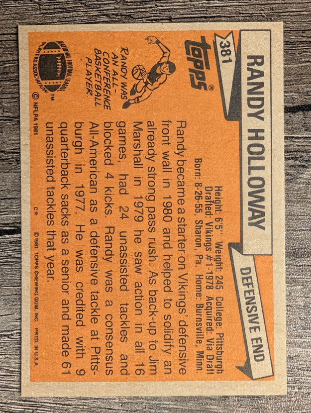 1981 Topps #381 Randy Holloway
