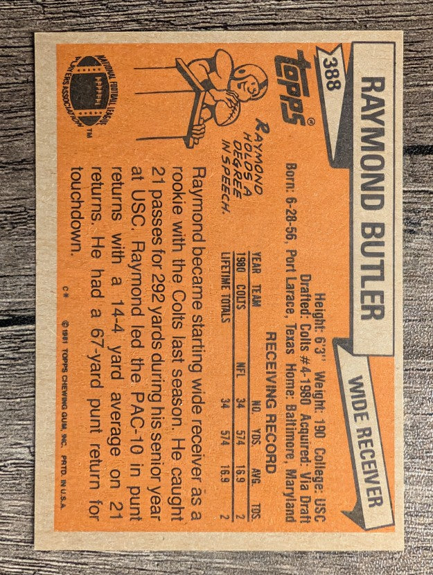 1981 Topps #388 Raymond Butler RC