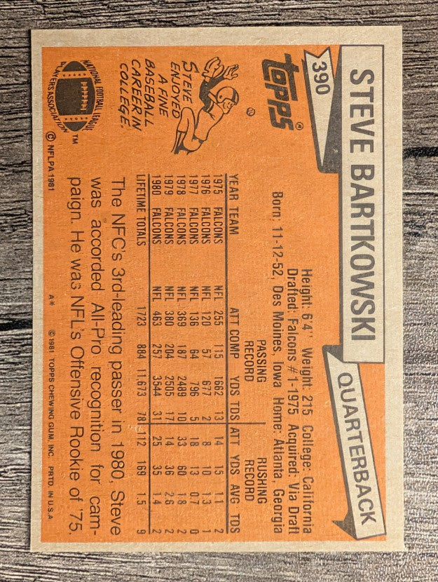 1981 Topps #390 Steve Bartkowski AP