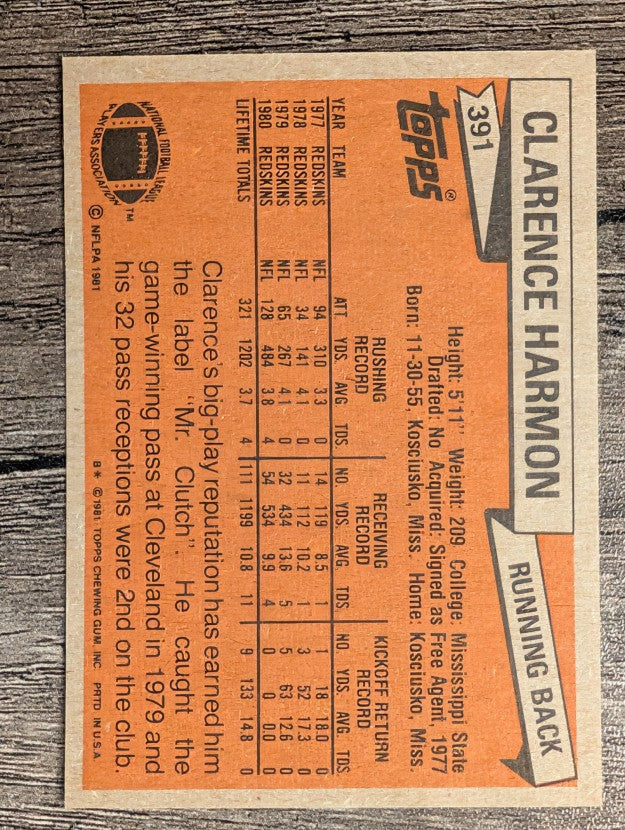 1981 Topps #391 Clarence Harmon