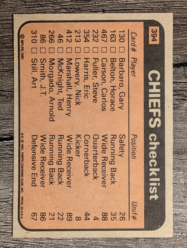 1981 Topps #394 Ted McKnight/Henry Marshall/Gary Barbaro/Art Still