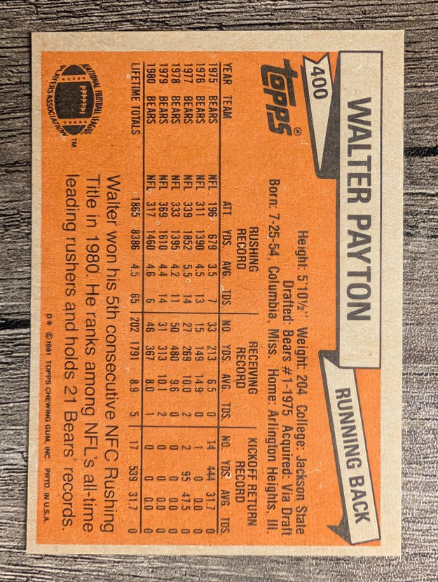 1981 Topps #400 Walter Payton