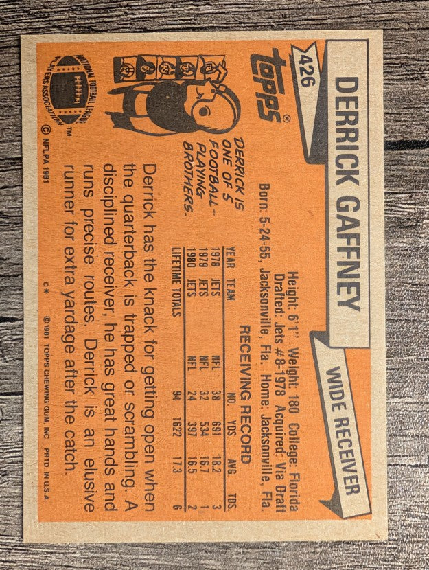 1981 Topps #426 Derrick Gaffney