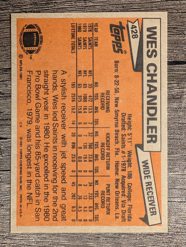 1981 Topps #428 Wes Chandler