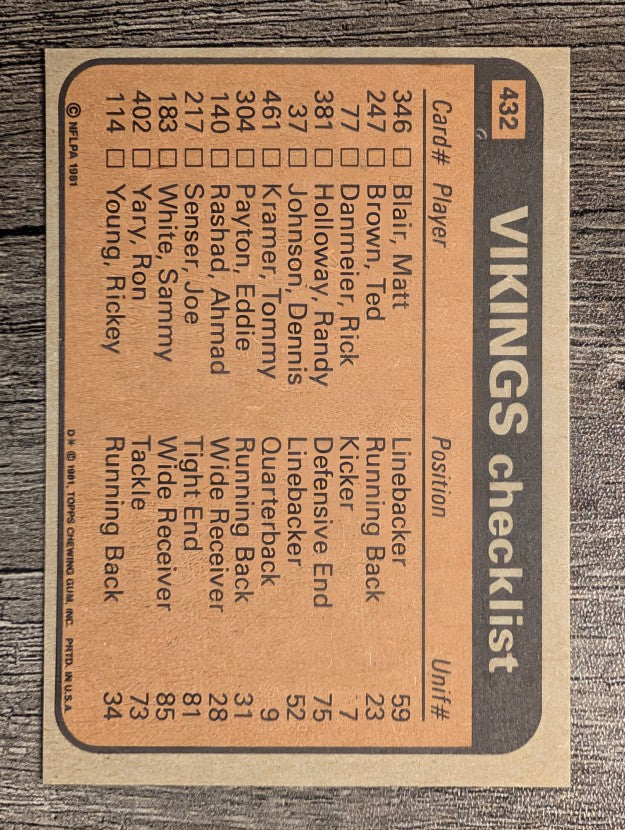 1981 Topps #432 Ted Brown/Ahmad Rashad/John Turner/Doug Sutherland