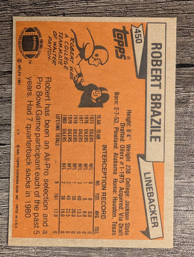 1981 Topps #450 Robert Brazile