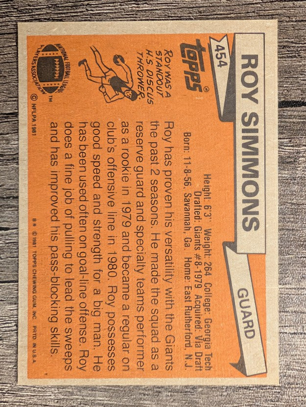 1981 Topps #454 Roy Simmons