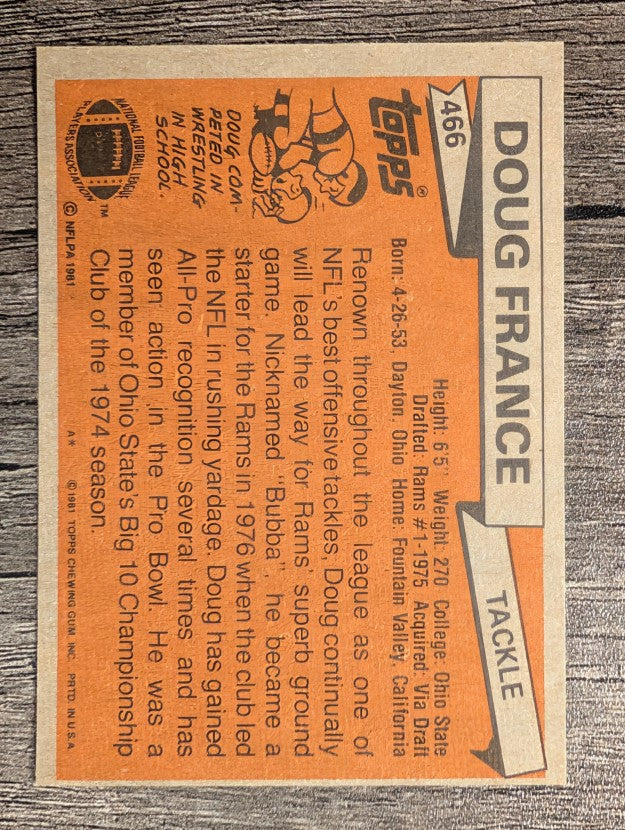 1981 Topps #466 Doug France RC