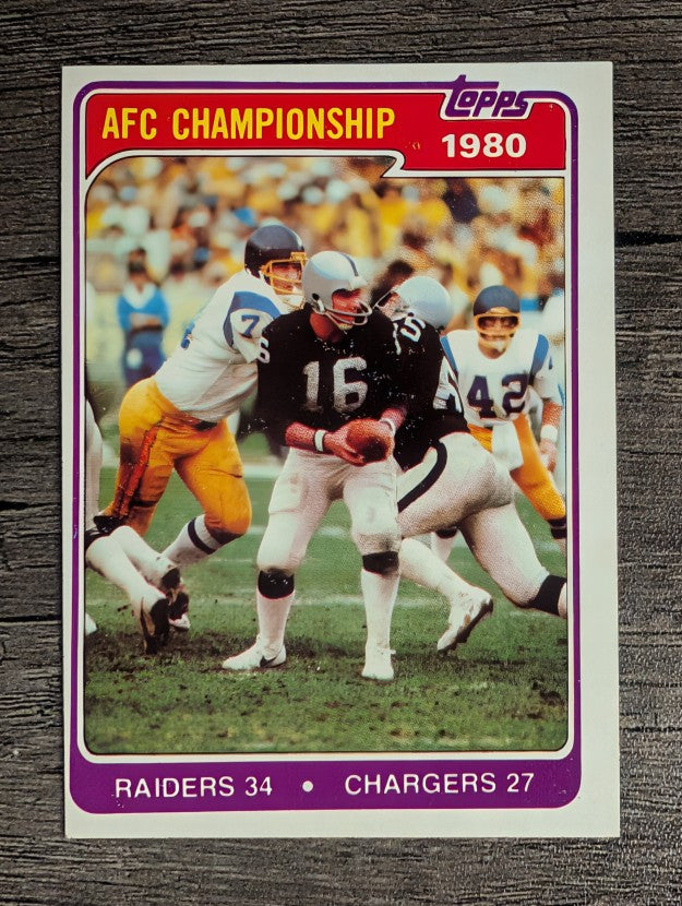 1981 Topps #493 1980 AFC Champions/Raiders/Chargers/Jim Plunkett