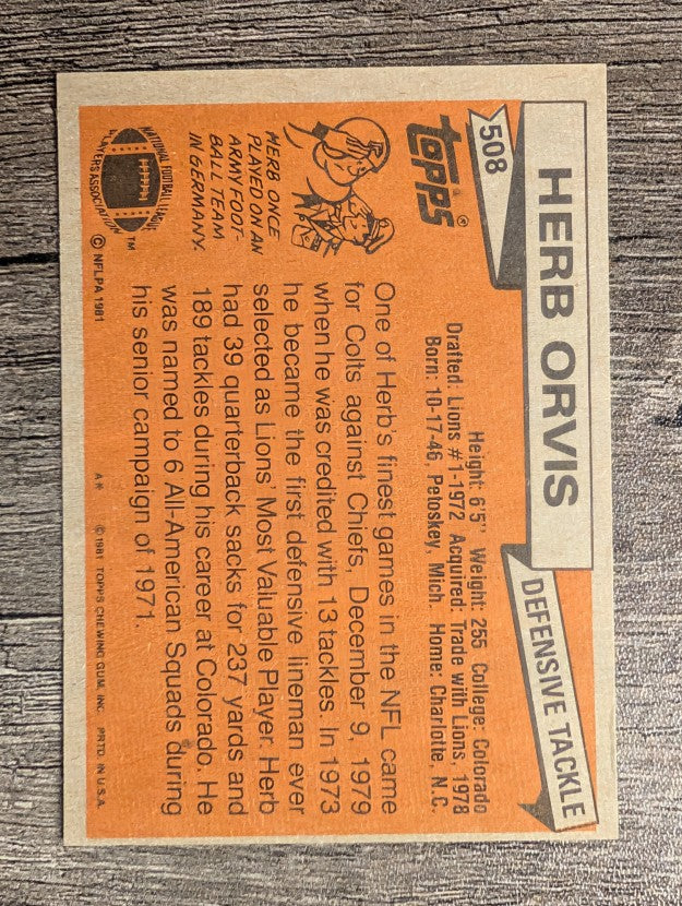 1981 Topps #508 Herb Orvis
