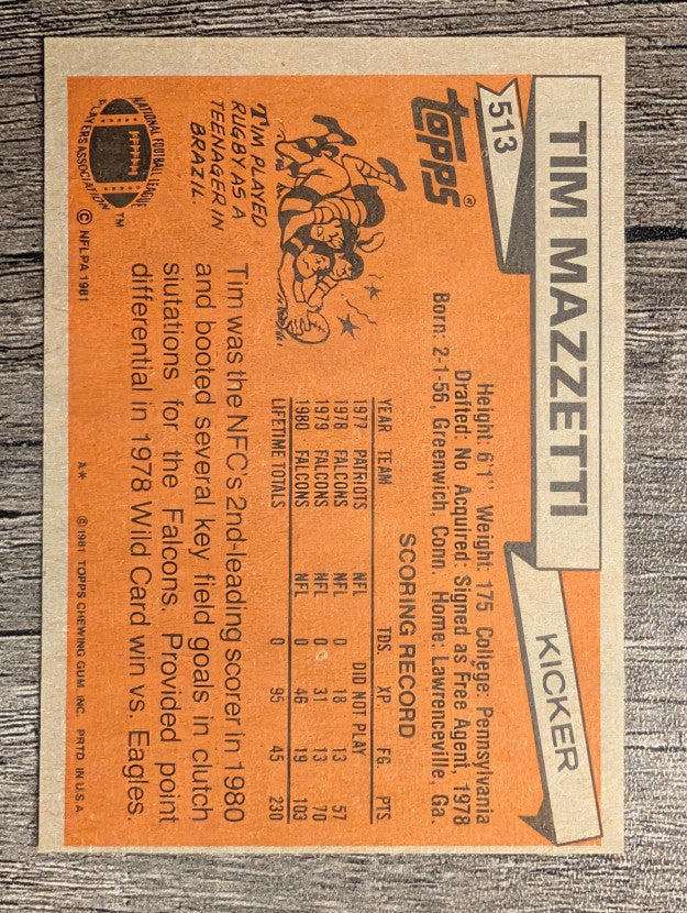 1981 Topps #513 Tim Mazzetti