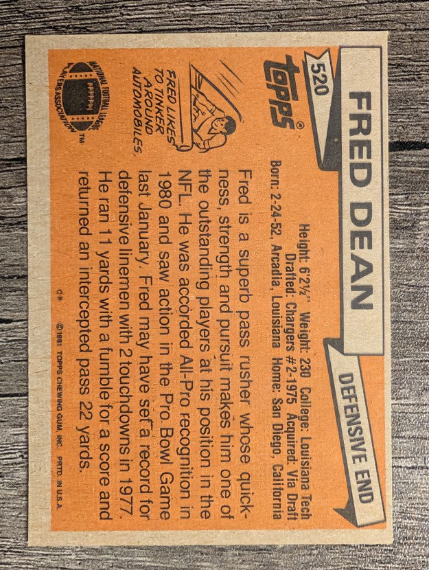 1981 Topps #520 Fred Dean