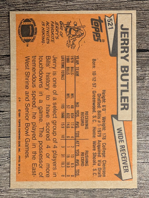 1981 Topps #521 Jerry Butler