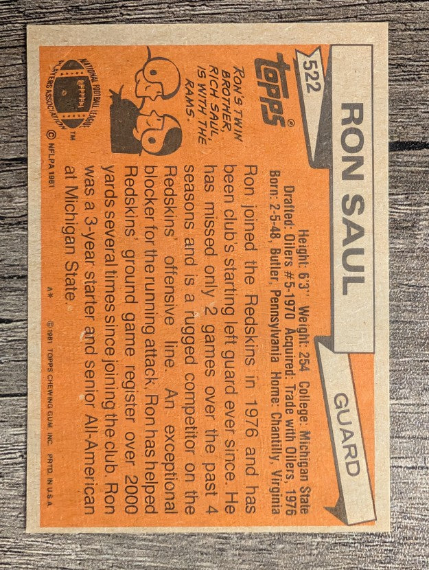 1981 Topps #522 Ron Saul