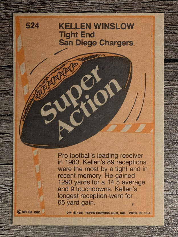 1981 Topps #524 Kellen Winslow SA