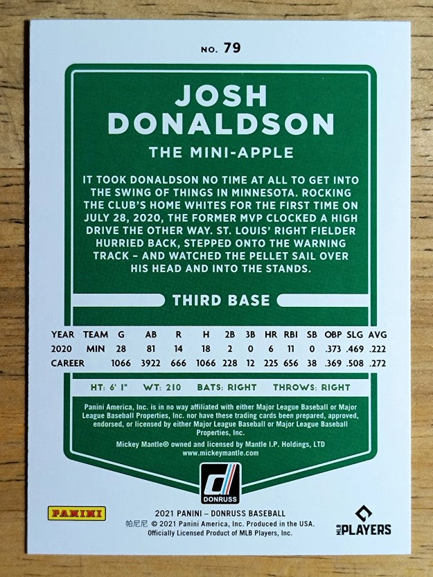 2021 Donruss Variations Holo Blue #79 Josh Donaldson