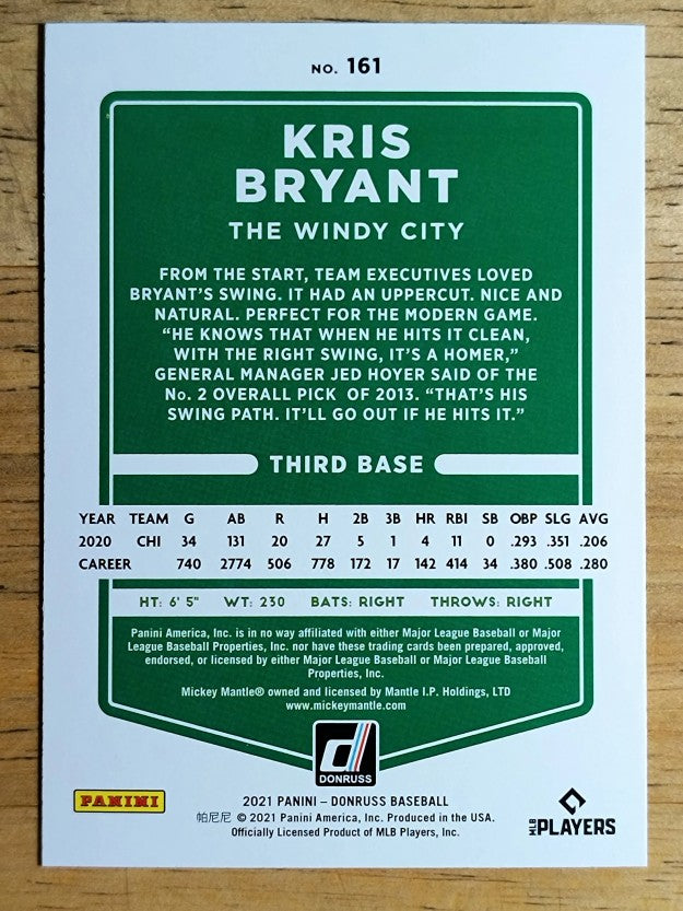 2021 Donruss Variations Holo Blue #161 Kris Bryant
