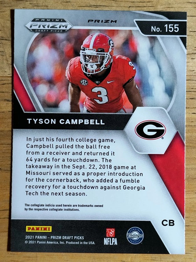 2021 Panini Prizm Draft Picks Prizms Orange Ice #155 Tyson Campbell