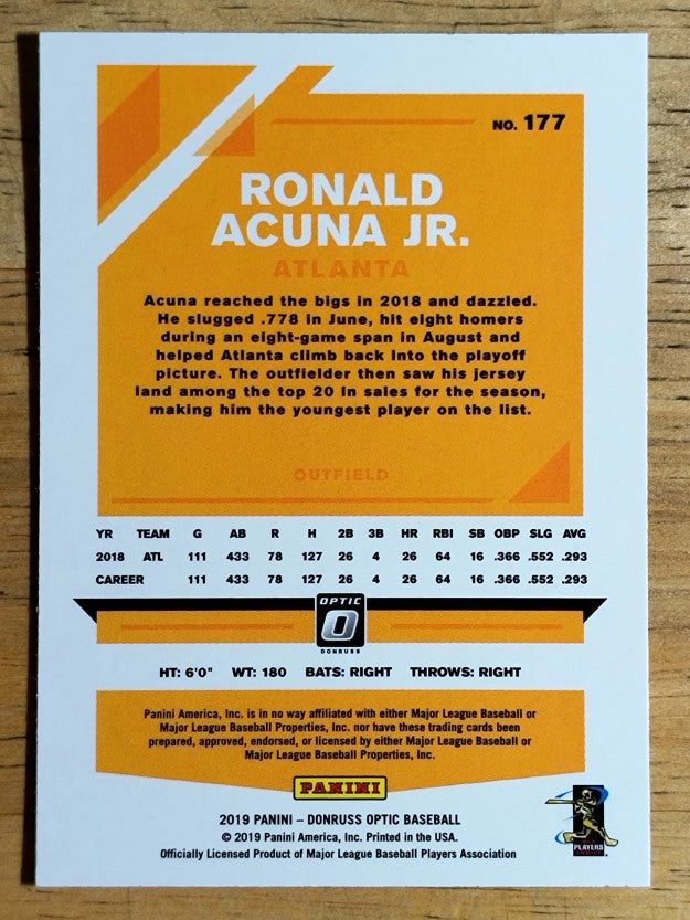 2019 Donruss Optic #177 Ronald Acuna Jr.