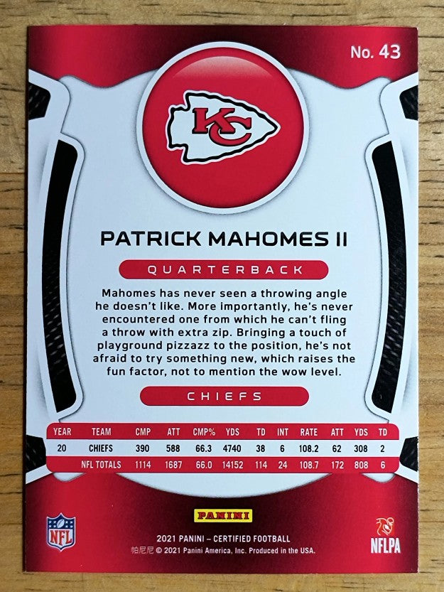 2021 Certified #43 Patrick Mahomes II