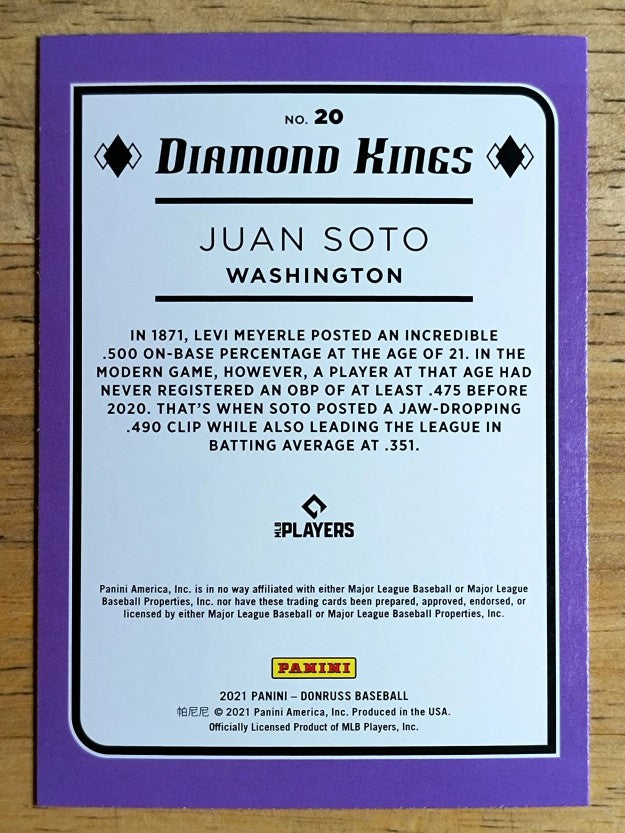 2021 Donruss Holo Blue #20 Juan Soto DK