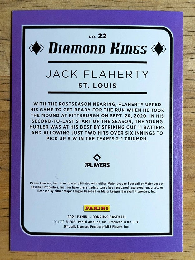 2021 Donruss Holo Blue #22 Jack Flaherty DK