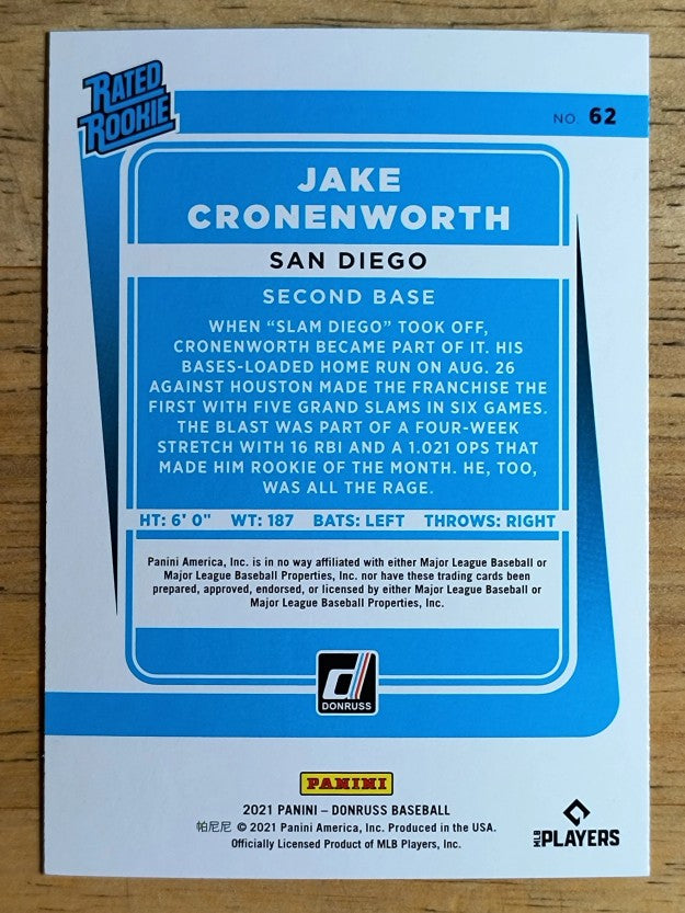 2021 Donruss Holo Blue #62 Jake Cronenworth RR