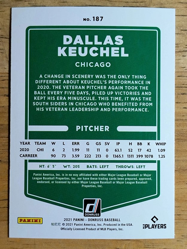 2021 Donruss Holo Blue #187 Dallas Keuchel
