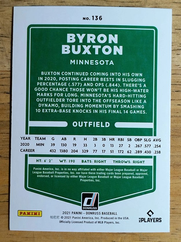 2021 Donruss Holo Blue #136 Byron Buxton