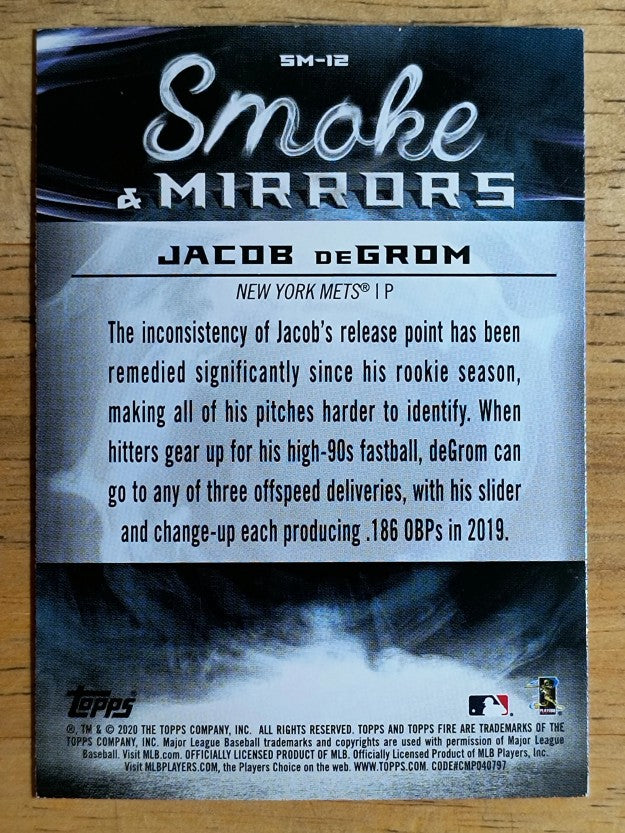 2020 Topps Fire Smoke and Mirrors Gold Minted #SM12 Jacob deGrom