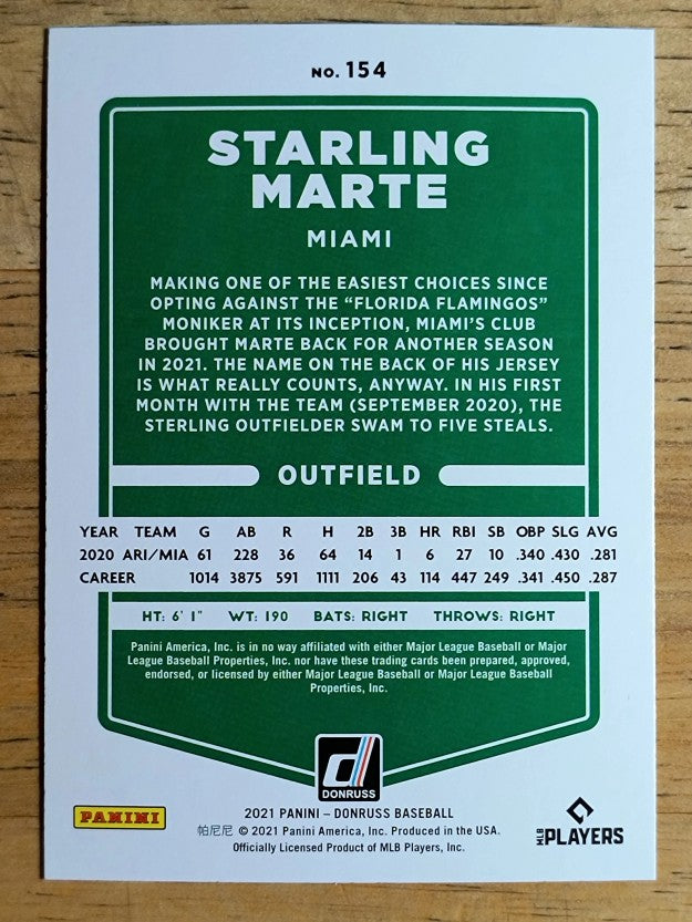 2021 Donruss Holo Blue #154 Starling Marte
