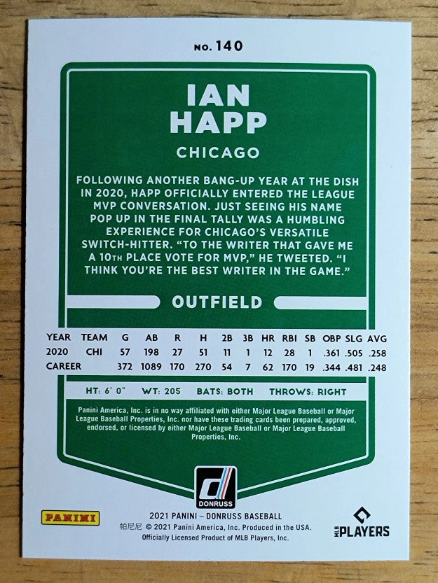 2021 Donruss Holo Blue #140 Ian Happ