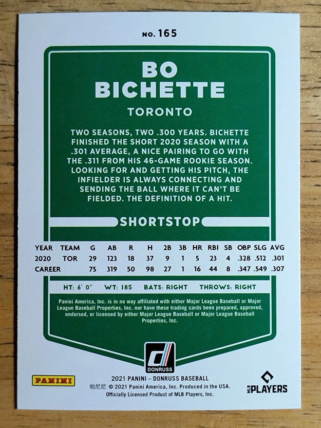2021 Donruss Holo Blue #165 Bo Bichette