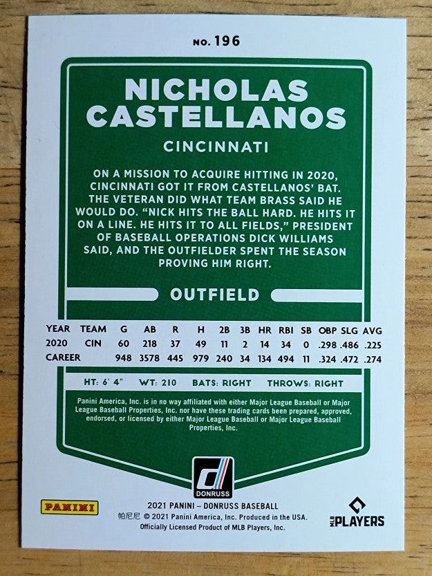 2021 Donruss Holo Blue #196 Nicholas Castellanos