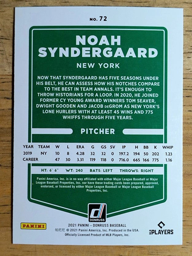 2021 Donruss Holo Blue #72 Noah Syndergaard
