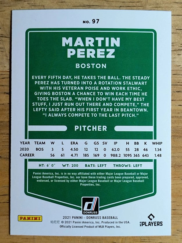 2021 Donruss Holo Blue #97 Martin Perez