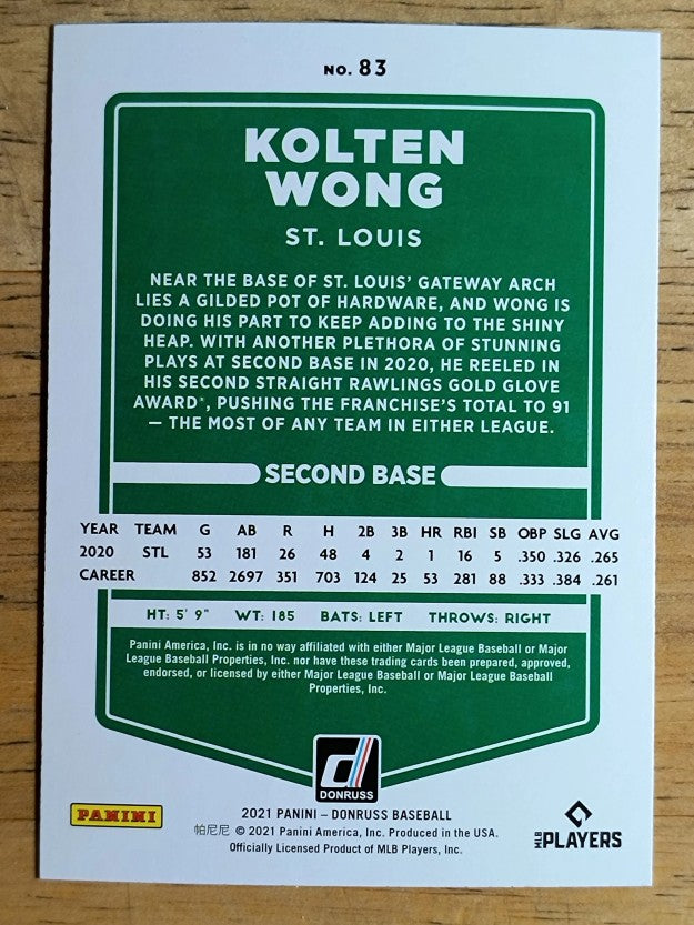 2021 Donruss Holo Blue #83 Kolten Wong