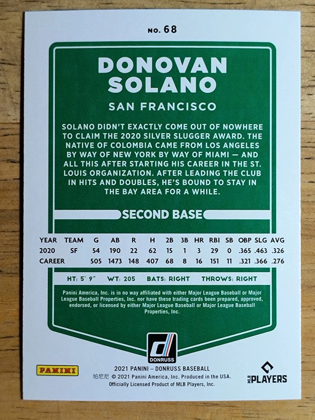 2021 Donruss Holo Blue #68 Donovan Solano