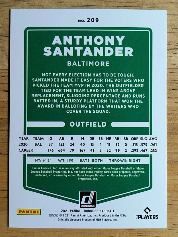 2021 Donruss Red #209 Anthony Santander