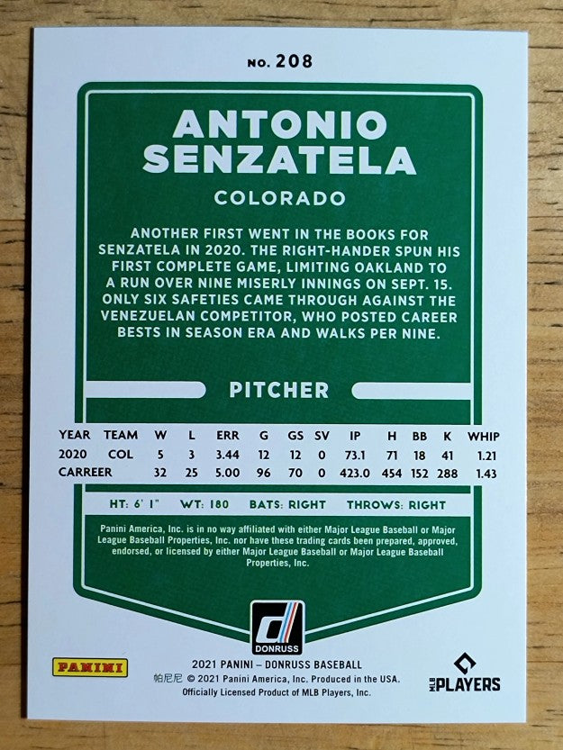 2021 Donruss Red #208 Antonio Senzatela