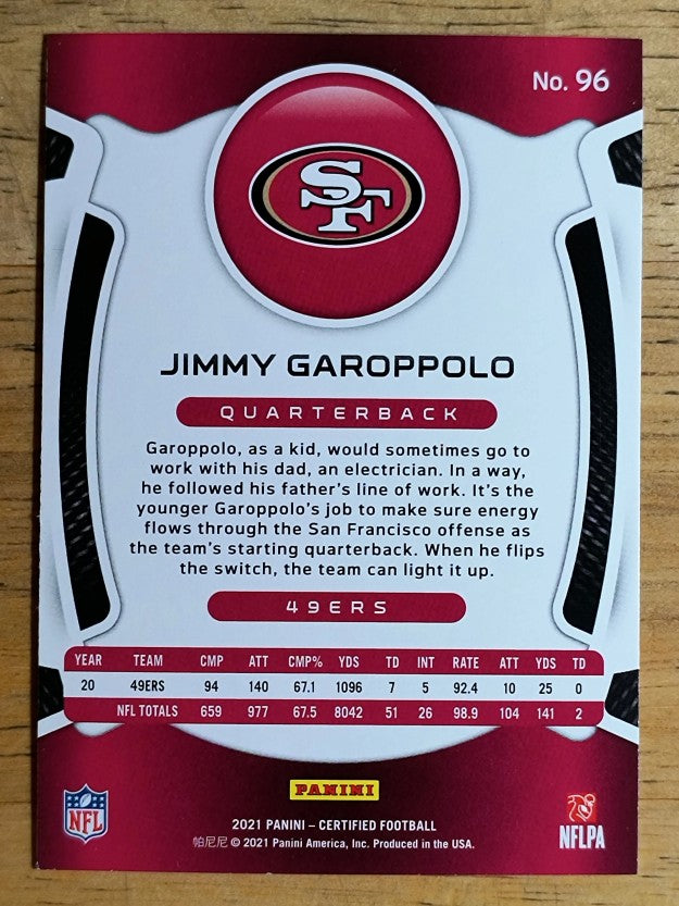 2021 Certified #96 Jimmy Garoppolo
