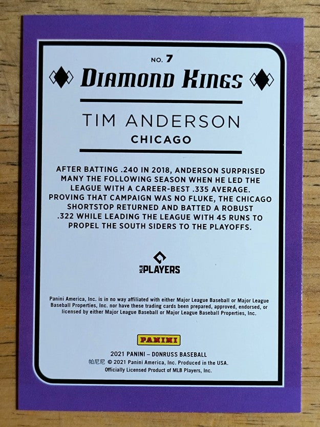 2021 Donruss #7 Tim Anderson DK