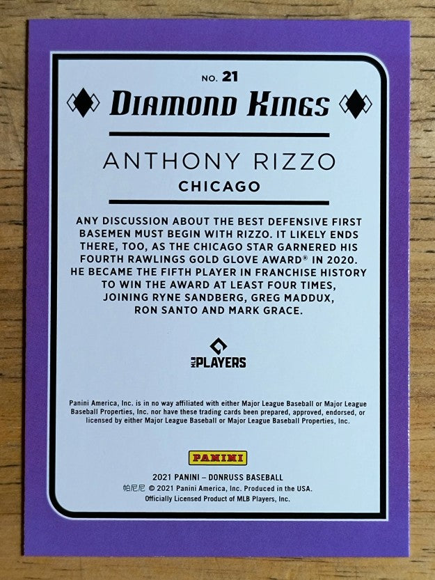 2021 Donruss #21 Anthony Rizzo DK
